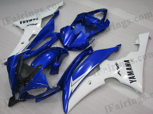 2008 to 2015 Yamaha YZF-R6 blue and white fairing kits. - Click Image to Close
