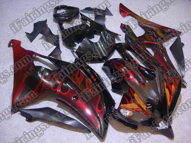 2008 to 2015 YZF R6 red flame fairings - Click Image to Close