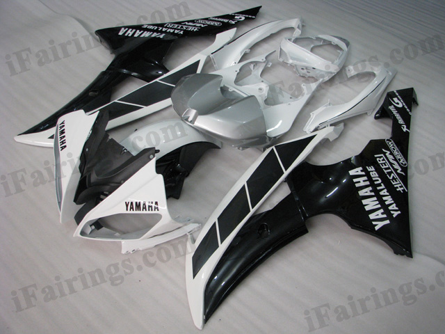 2008 to 2015 YZF R6 white and black fairing kits - Click Image to Close