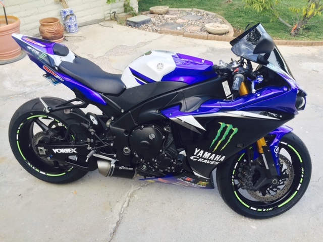 2012 2013 2014 Yamaha YZF R1 blue and black monster graphic fairing kits. - Click Image to Close