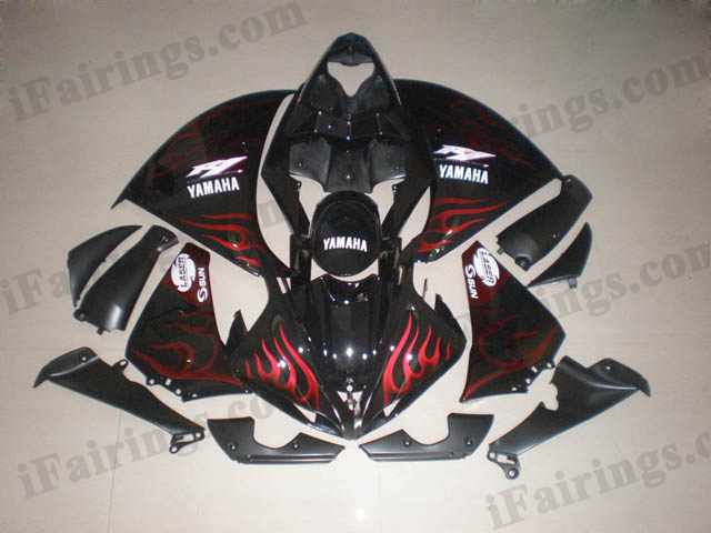 2009 2010 2011 YZF R1 red flame fairings - Click Image to Close