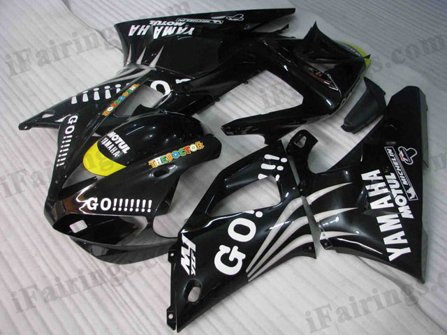 Custom fairings for 2000 2001 YZF R1 black GO!!! decals. - Click Image to Close