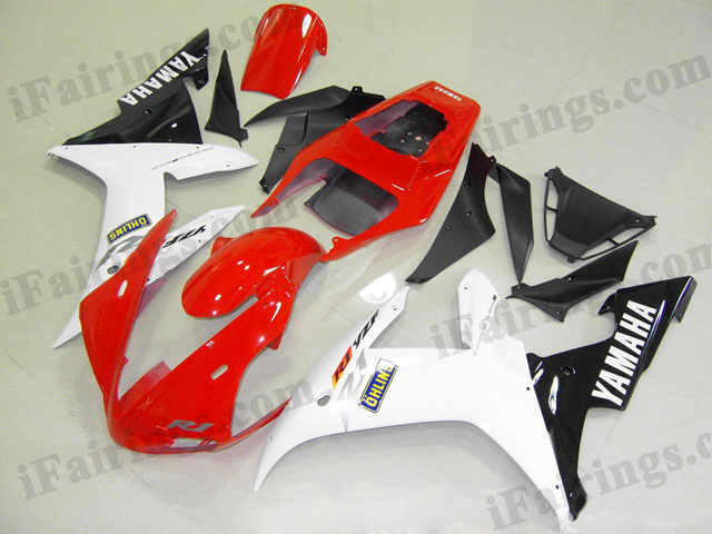 Custom fairings for 2002 2003 YZF R1 red/white/black scheme. - Click Image to Close