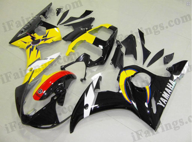 Custom fairings for 2003 2004 2005 YZF R6 yellow/black scheme. - Click Image to Close