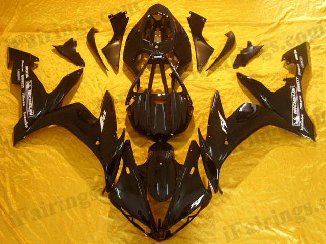 Motorcycle fairings for 2004 2005 2006 YZF R1 glossy black scheme. - Click Image to Close