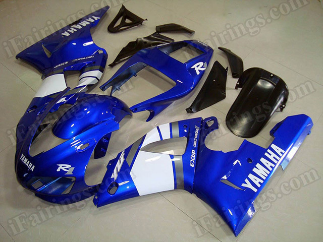 Motorcycle fairings/body kits for 1998 1999 Yamaha YZF R1 blue and white. - Click Image to Close
