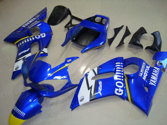 Motorcycle fairings/body kits for 1999 to 2002 Yamaha YZF R6 GO!!! graphic. - Click Image to Close