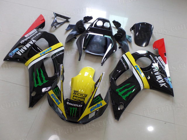 Motorcycle fairings/body kits for 2000 2001 Yamaha YZF R1 monster graphic. - Click Image to Close