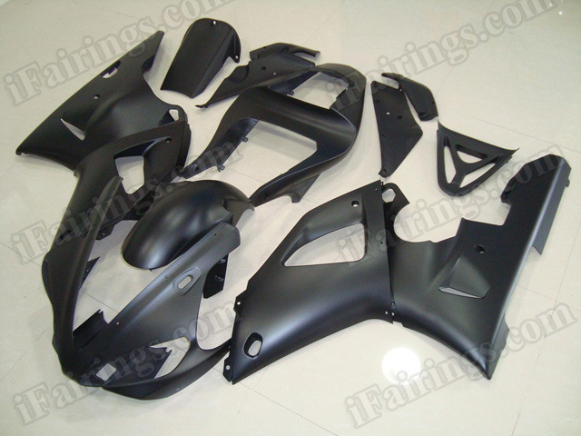 Motorcycle fairings/body kits for 2000 2001 Yamaha YZF R1 all matte black. - Click Image to Close
