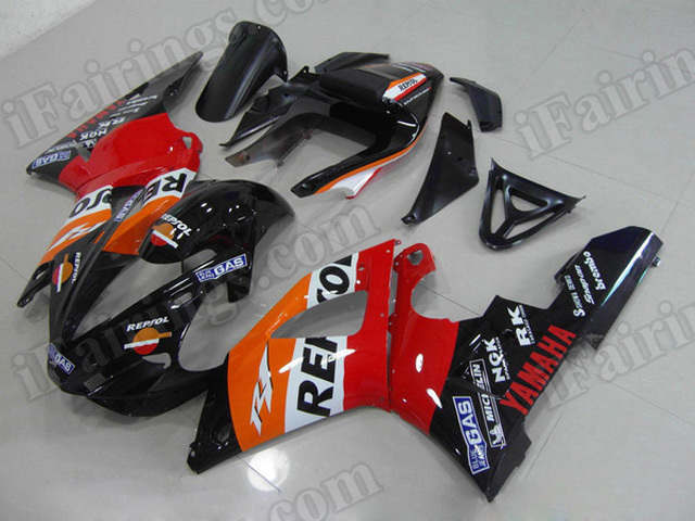 Motorcycle fairings/body kits for 2000 2001 Yamaha YZF R1 Repsol replica.