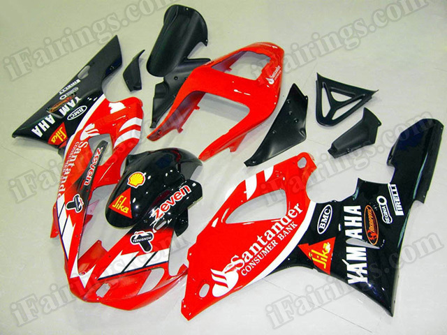 Motorcycle fairings/body kits for 2000 2001 Yamaha YZF R1 Santander replica. - Click Image to Close