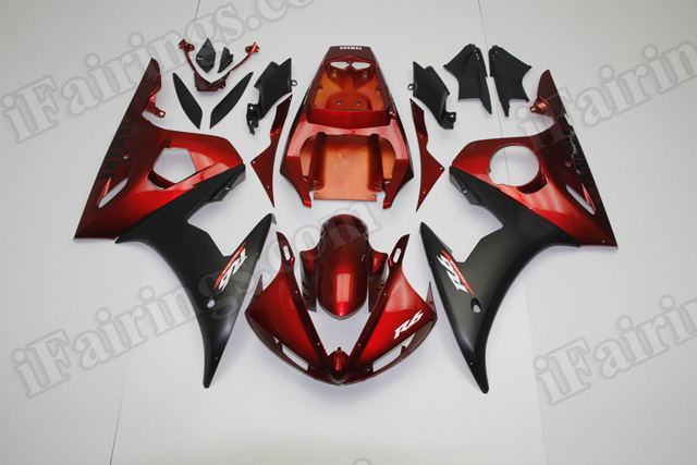 Motorcycle fairings/body kits for 2003 2004 2005 Yamaha YZF R6 red and black.