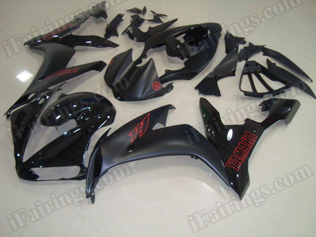 Motorcycle fairings/body kits for 2004 2005 2006 Yamaha YZF R1 glossy black and matte black. - Click Image to Close