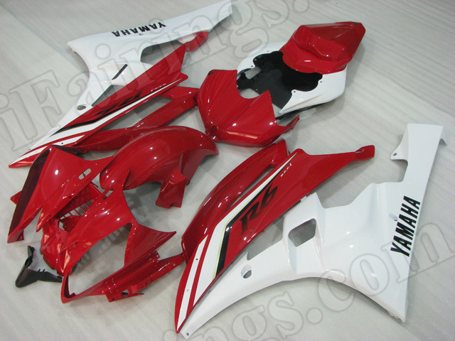 Motorcycle fairings/body kits for 2006 2007 Yamaha YZF R6 red and white.