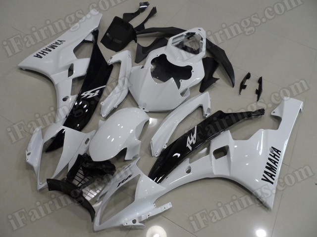 Motorcycle fairings/body kits for 2006 2007 Yamaha YZF R6 white and black. - Click Image to Close