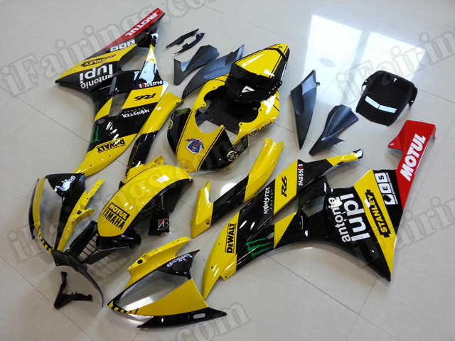 Motorcycle fairings/body kits for 2006 2007 Yamaha YZF R6 yellow and black monster. - Click Image to Close