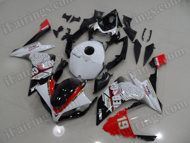 Motorcycle fairings/body kits for 2007 2008 Yamaha YZF R1 white and black custom paint. - Click Image to Close