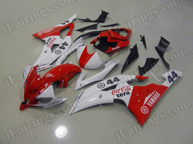 Motorcycle fairings/body kits for 2008 to 2015 Yamaha YZF R6 red and white - Click Image to Close