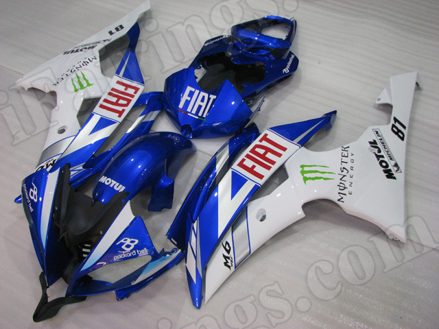 Motorcycle fairings/body kits for 2008 to 2015 Yamaha YZF R6 blue and white