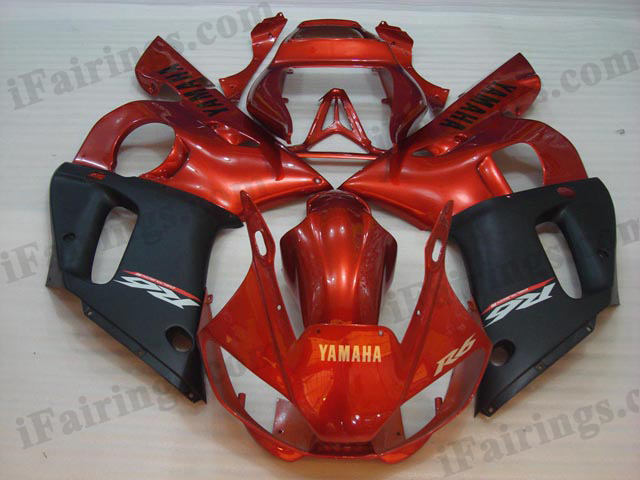 Replacement fairings for 1999 to 2002 YZF R6 orange/black graphics