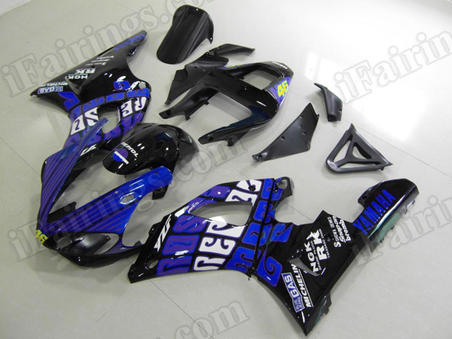 OEM quality fairing sets for Yamaha R1 2000 2001 with Rossi Repsol MotoGP graphic. - Click Image to Close