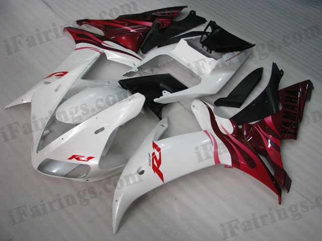 YZF-R1 2002 2003 white and red fairings, 2002 2003 R1 replacement. - Click Image to Close