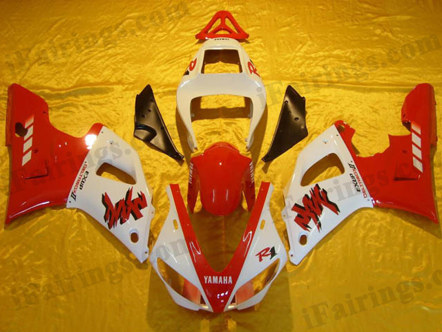 YZF-R1 2000 2001 red and white fairings, 2000 2001 YZF-R1 replacement. - Click Image to Close