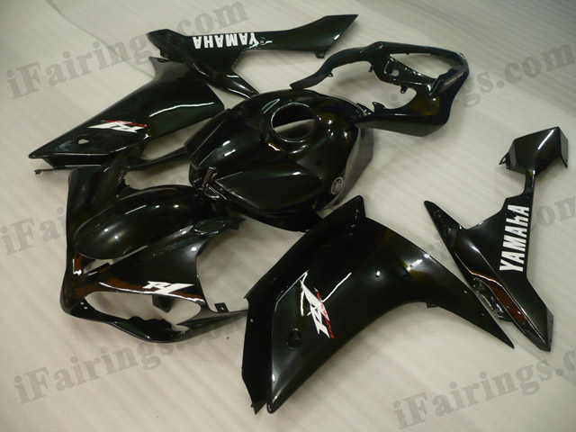 YZF-R1 2007 2008 glossy black fairings, 2007 2008 R1 body kits. - Click Image to Close