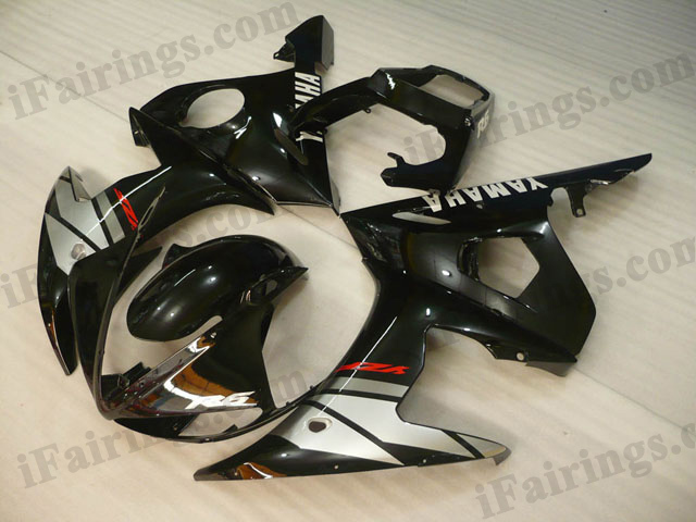 YZF-R6 2003 2004 2005 black and silver fairings, 2003 2004 2005 R6 graphic. - Click Image to Close