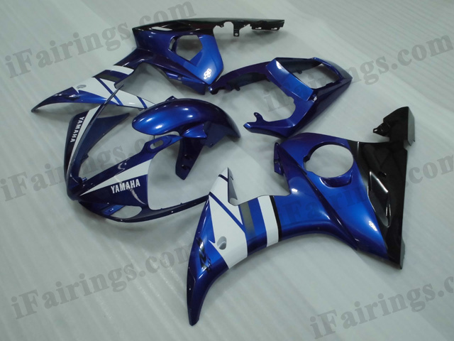 YZF-R6 2003 2004 2005 black and blue fairings, 2003 2004 2005 R6 plastic. - Click Image to Close