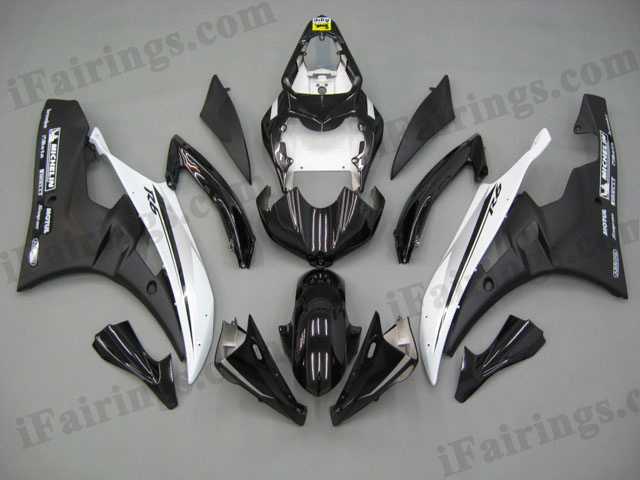 YZF-R6 2006 2007 black and white fairings, 2006 2007 R6 replacement bodywork. - Click Image to Close