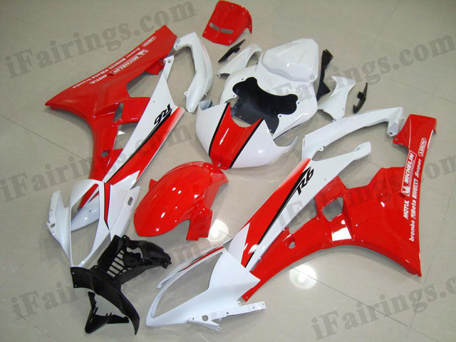 YZF-R6 2006 2007 red and white fairings, 2006 2007 R6 body kits. - Click Image to Close