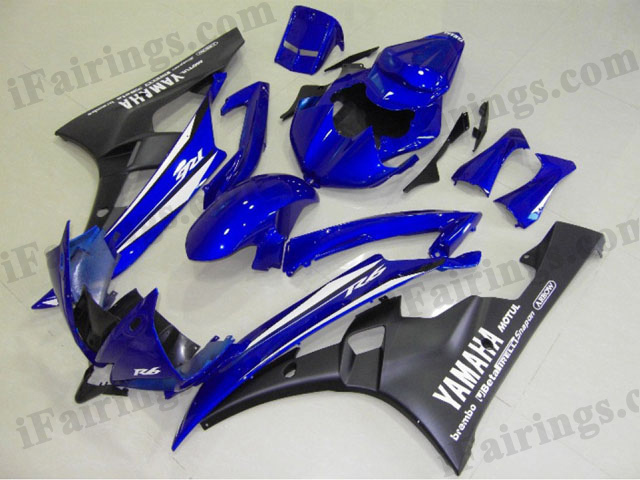 YZF-R6 2006 2007 blue and black fairings, 2006 2007 R6 decals. - Click Image to Close