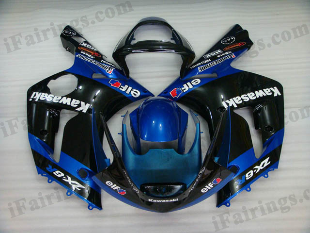 2003 2004 ZX6R 636 blue and black fairing kits - Click Image to Close