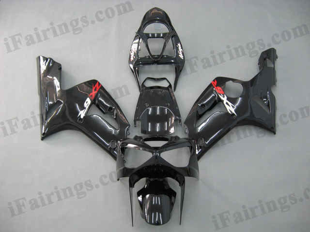 2003 2004 ZX6R 636 glossy black fairing kits - Click Image to Close