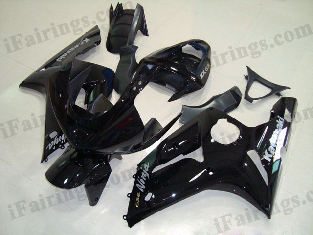 2003 2004 ZX6R 636 glossy black fairings - Click Image to Close