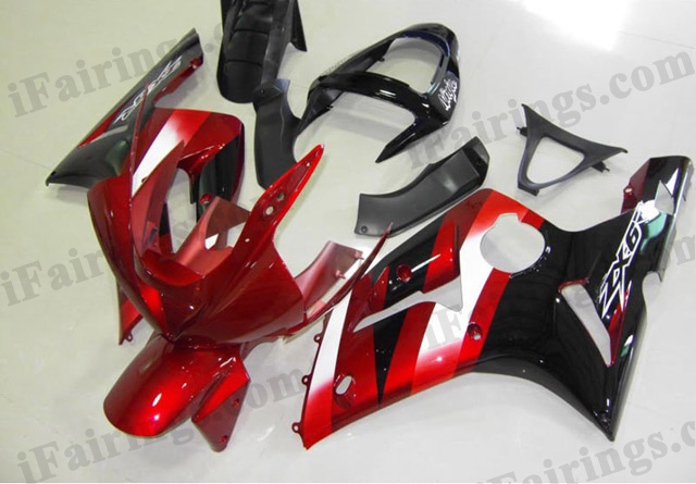 2003 2004 ZX6R 636 candy red and black fairings - Click Image to Close