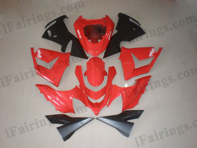 2004 2005 ZX10R oem color red and black fairing kits - Click Image to Close