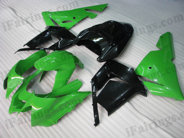 2004 2005 Kawasaki ZX10R green and black fairing kits. - Click Image to Close