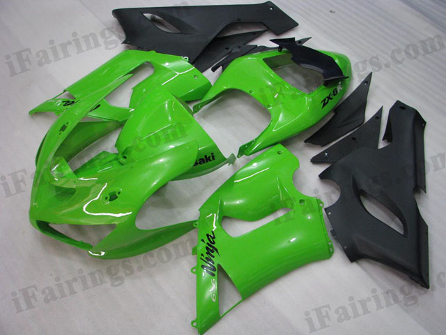2005 2006 ZX6R 636 green and black fairing kits - Click Image to Close
