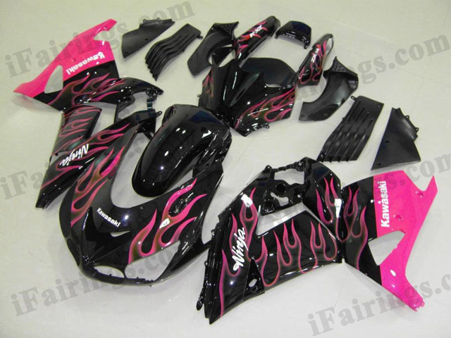 2006 2007 2008 2009 2010 2011 ZX14R black and pink flame fairing kits