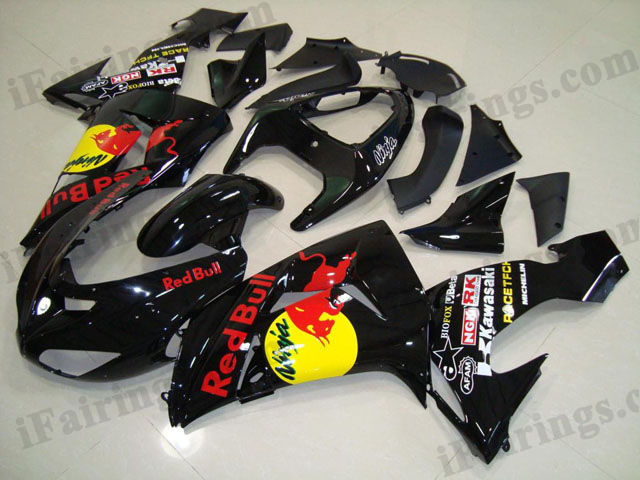 2006 2007 ZX10R black red bull fairings - Click Image to Close