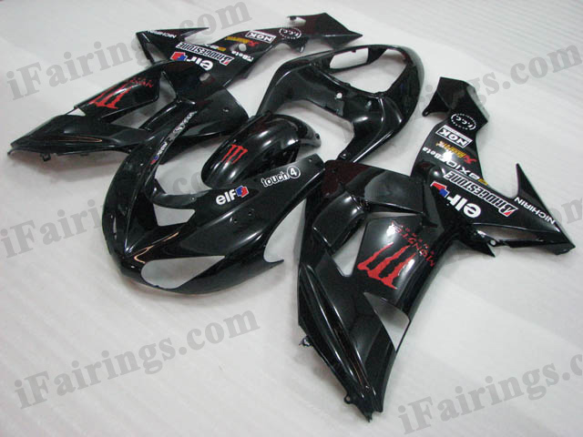 2006 2007 Kawasaki ZX10R black monster fairing kits.
