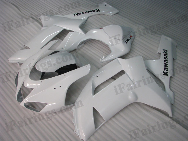 2007 2008 Kawasaki ZX6R Ninja pearl white fairing kits. - Click Image to Close