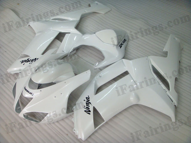 2007 2008 Kawasaki ZX6R Ninja pearl white fairing sets. - Click Image to Close