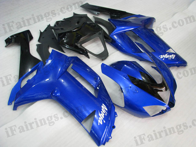 2007 2008 ZX6R 636 blue and black fairing kits - Click Image to Close