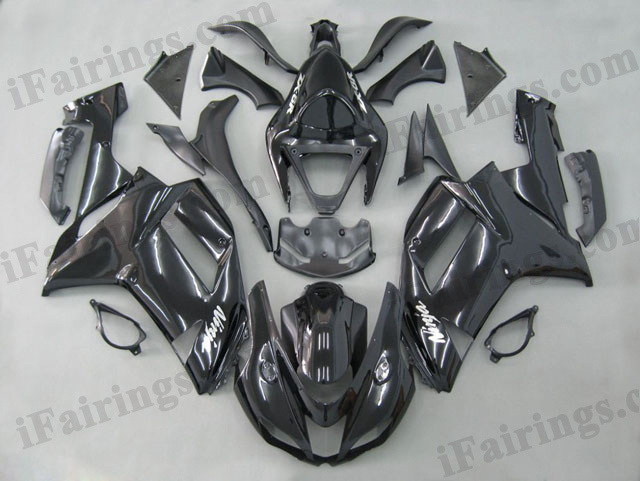 2007 2008 ZX6R 636 glossy black fairings - Click Image to Close