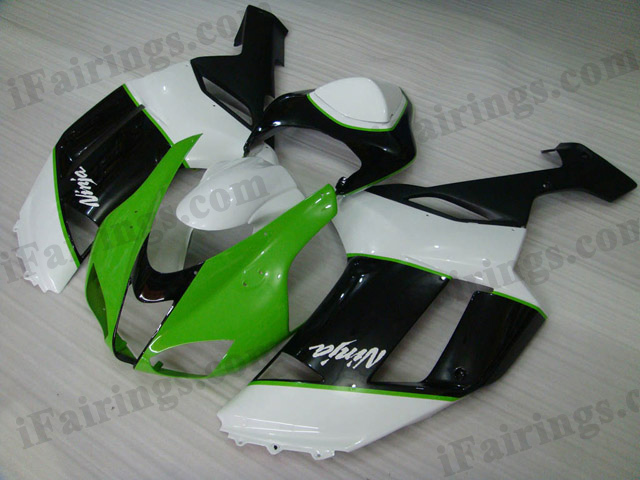 2007 2008 ZX6R 636 green,white and black fairing kits