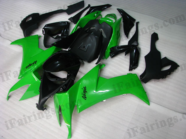 2008 2009 2010 Kawasaki ZX10R green and black fairing kits.