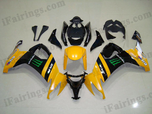 2008 2009 2010 ZX10R yellow/black monster fairings